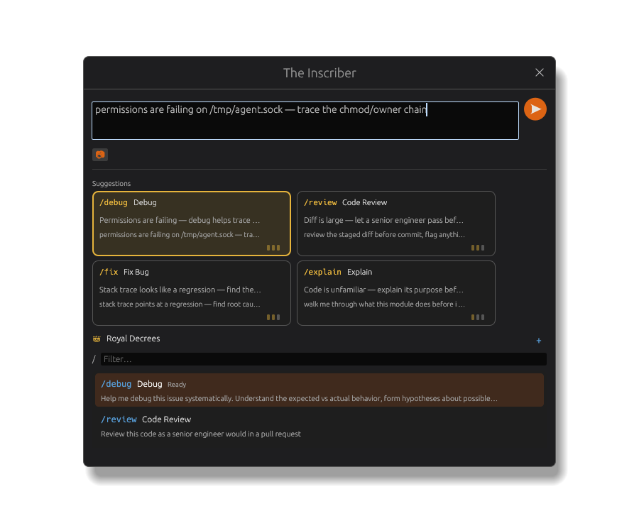 Inscriber showing AI recommendation cards with prompt excerpts