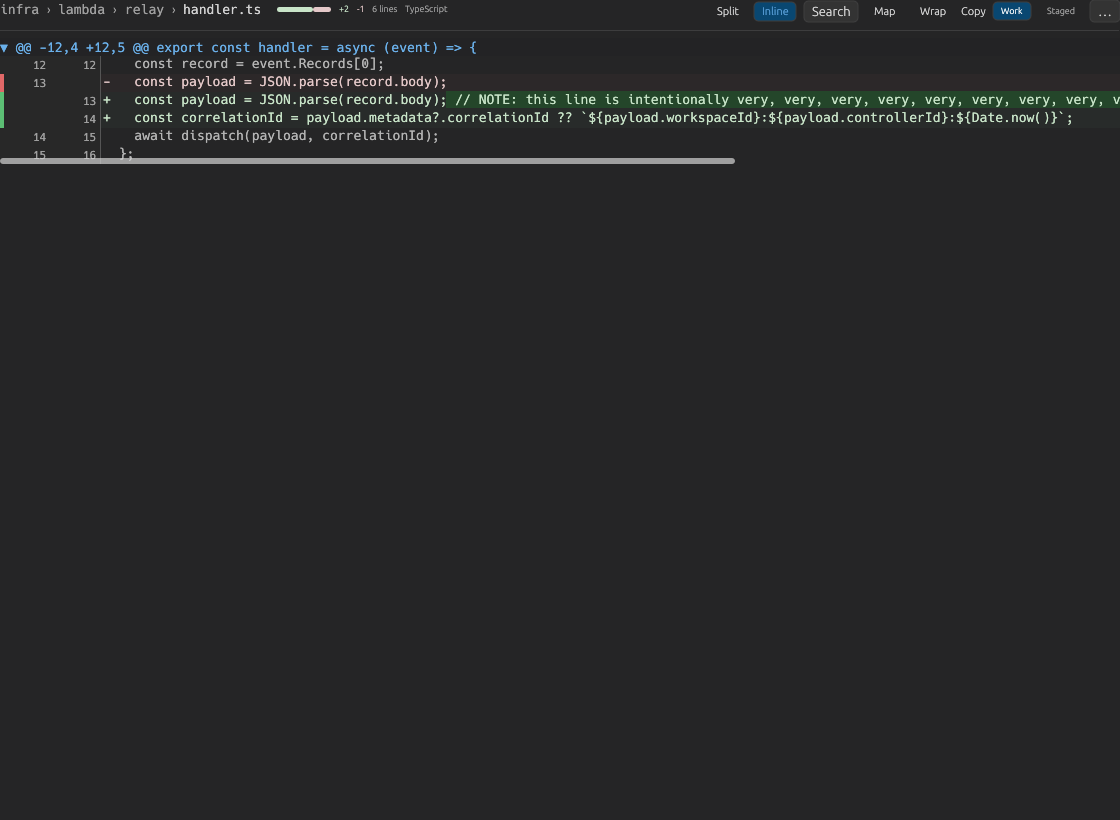 Inline diff with a very wide line
