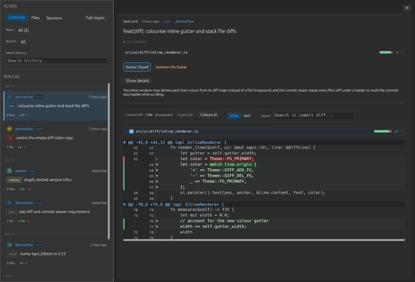 Single commit expanded in Git History