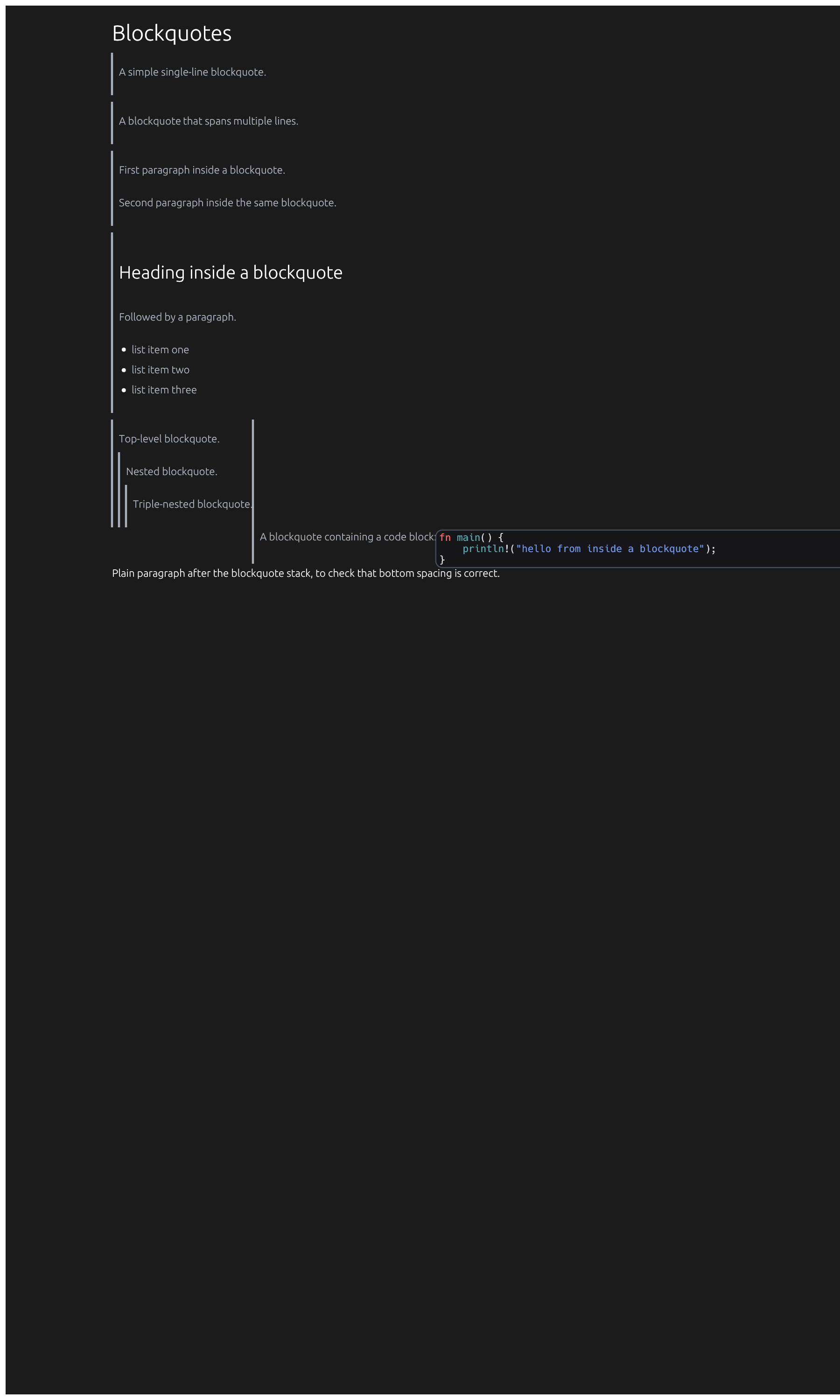 Markdown blockquotes rendered in the dark document viewer
