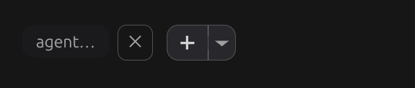 Fused new-tab split button with a plus segment and a resume caret segment.