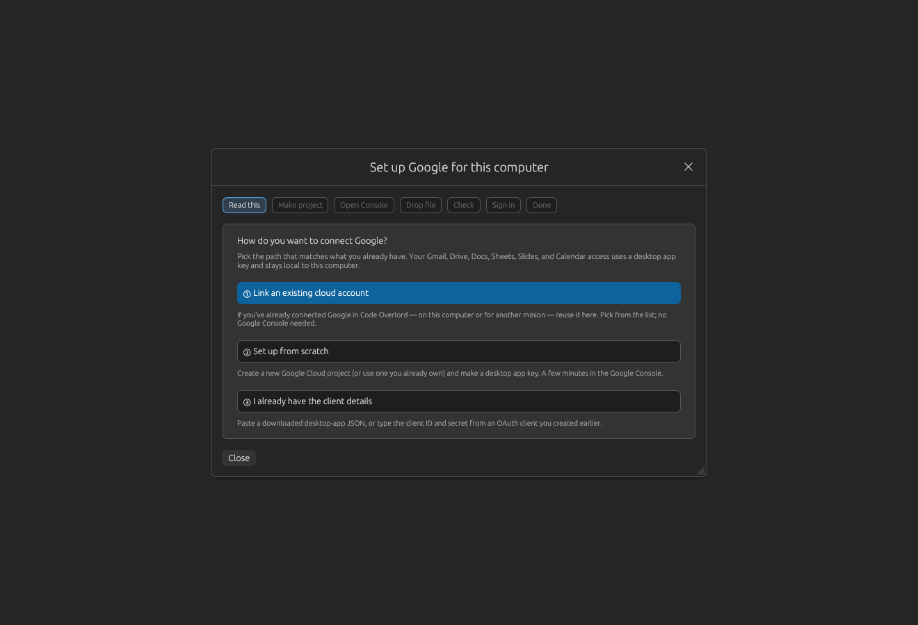 Google guided setup path chooser