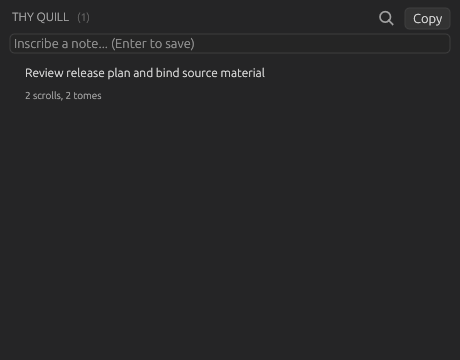 Notepad row with collapsed materials count