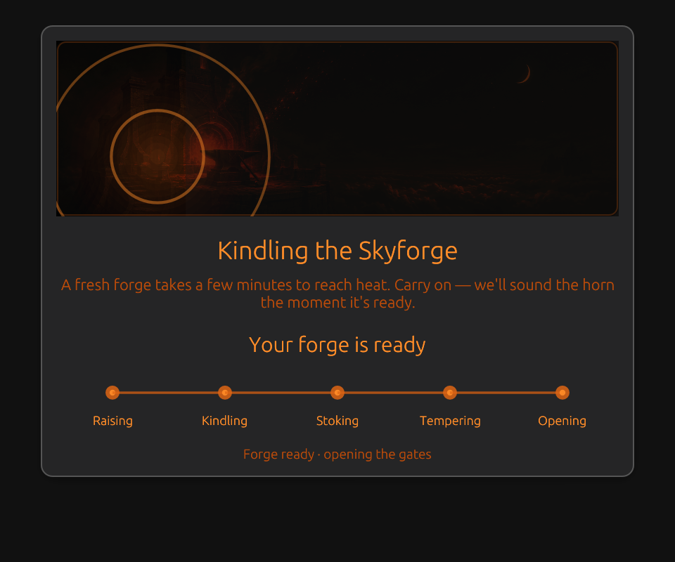Early Skyforge ignition animation