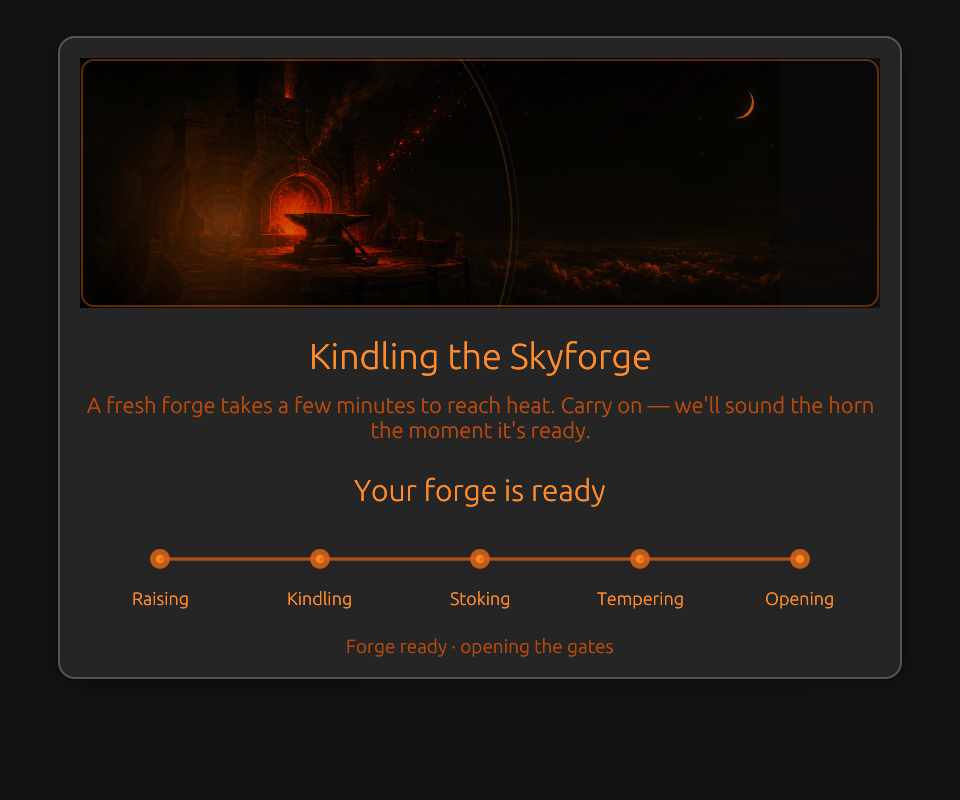 Mid Skyforge ignition animation
