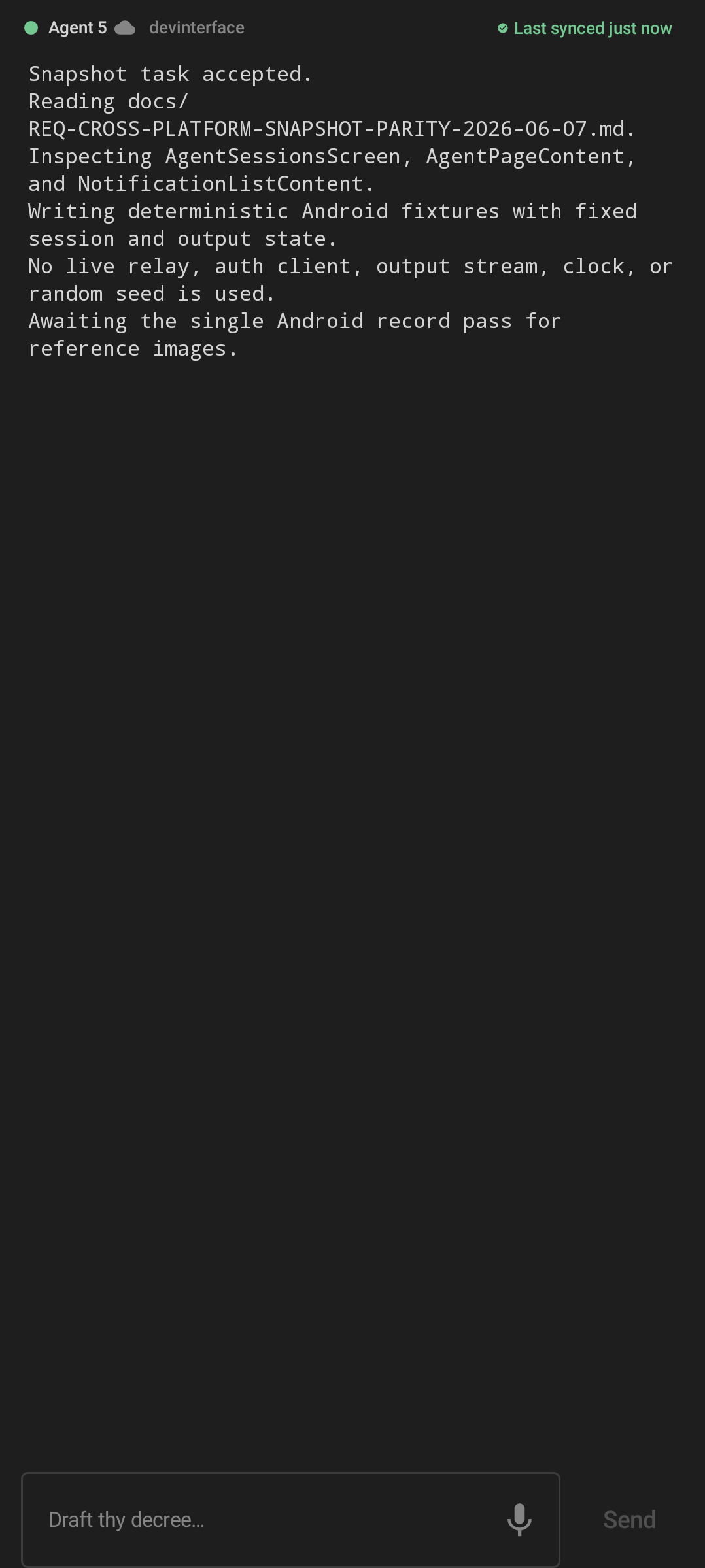 Agent terminal page on Android