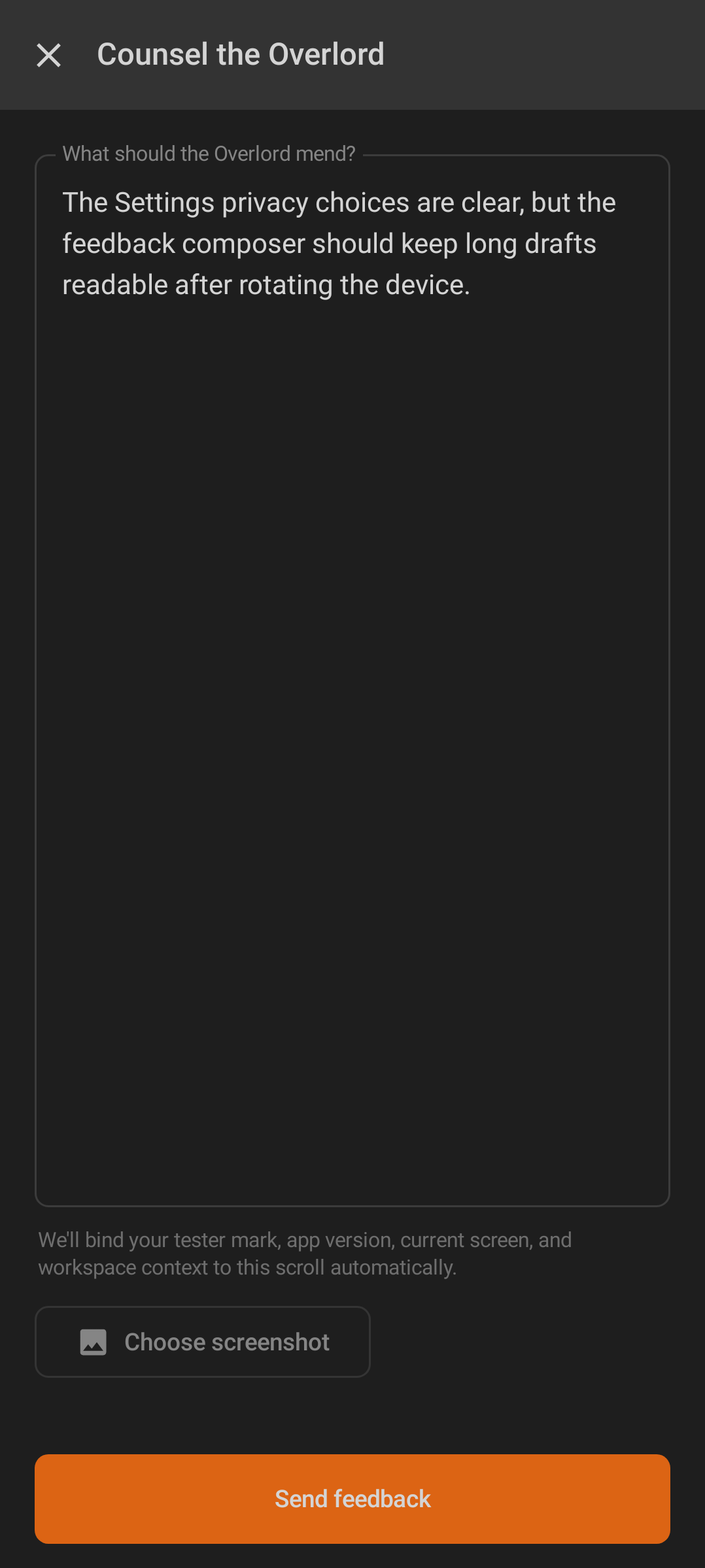 Feedback composer on Android