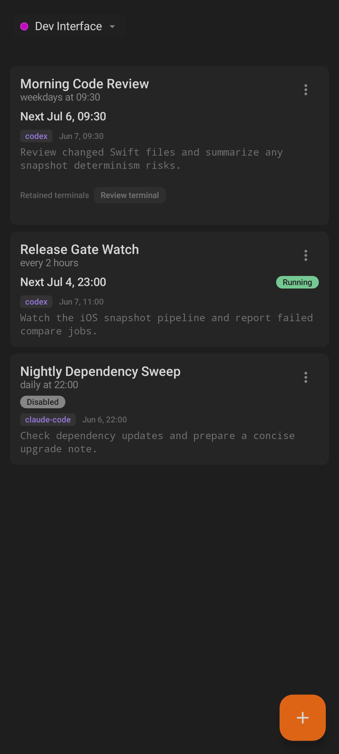 Rituals list on Android