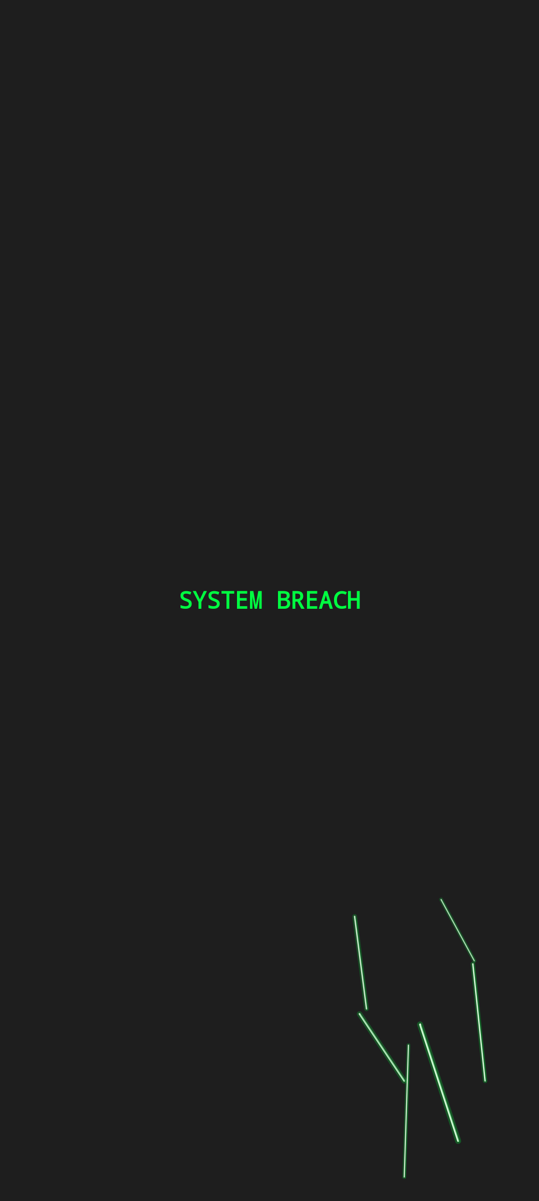 Android screen-crack overlay with green crack lines over the app